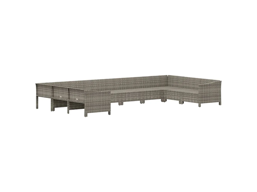 Garden Furniture - Set Divani da Giardino 10 pz con Cuscini in Polyrattan Grigio