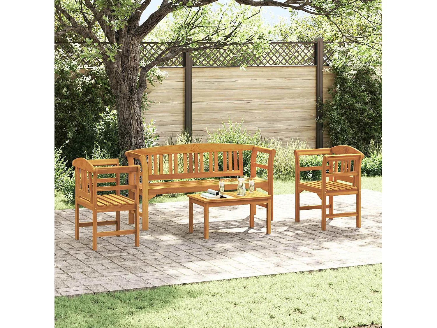 Conjunto de Lounge Rosa do Jardim 4 pcs