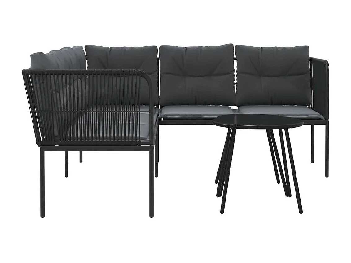 Garden Furniture - Set Divano da Giardino con Cuscini Nero Acciaio e Textilene