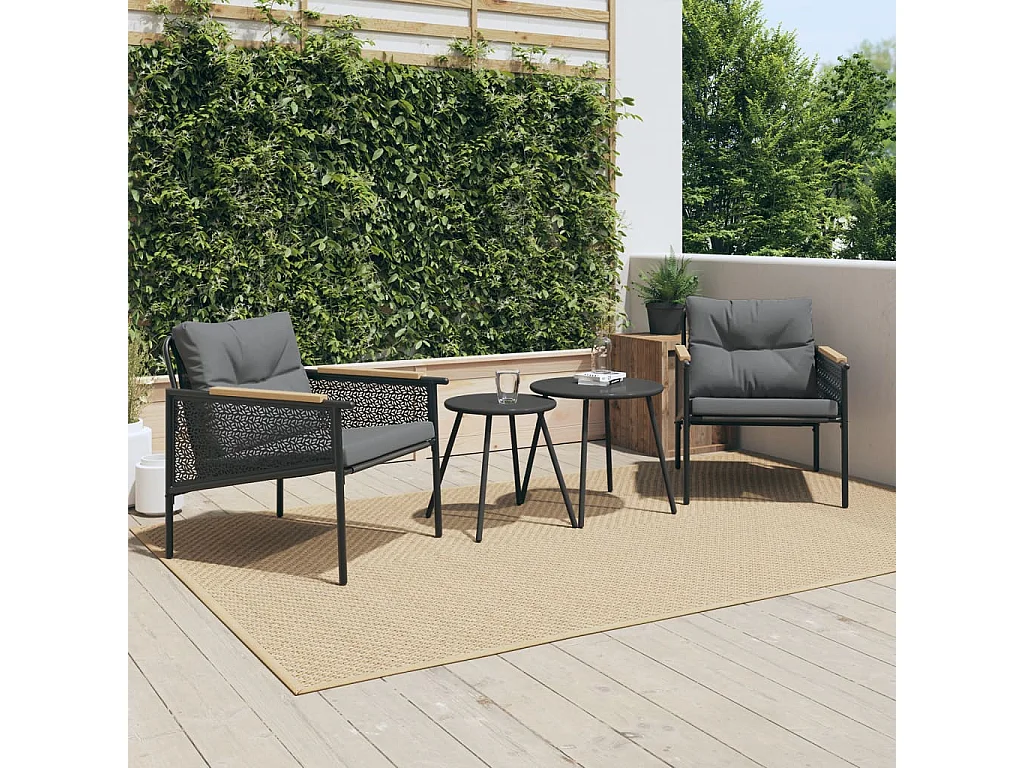 Garden Furniture - Set Mobili da Balcone 4 pz con Cuscini Nero in Acciaio