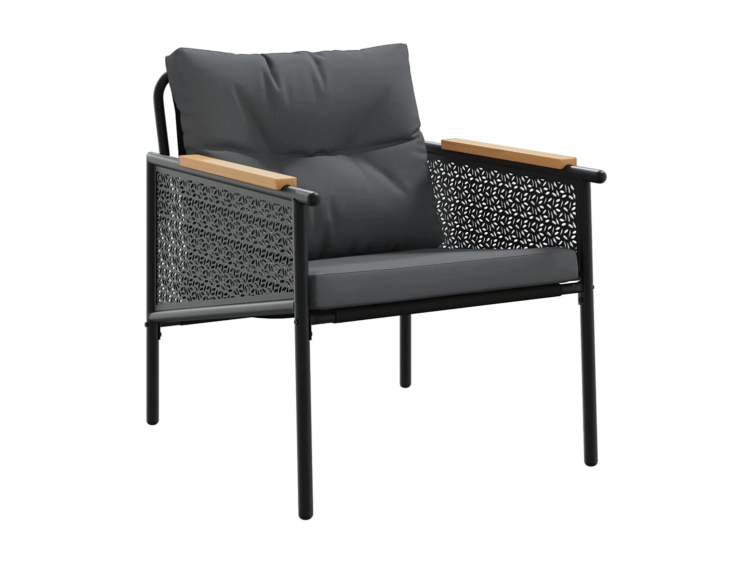 Garden Furniture - Set Mobili da Balcone 4 pz con Cuscini Nero in Acciaio