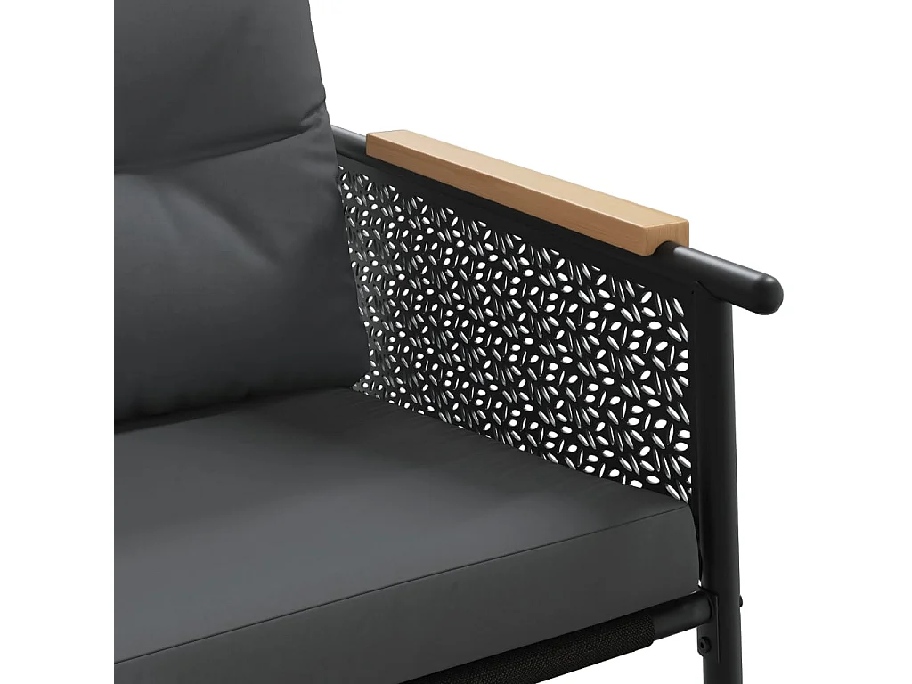 Garden Furniture - Set Mobili da Balcone 4 pz con Cuscini Nero in Acciaio