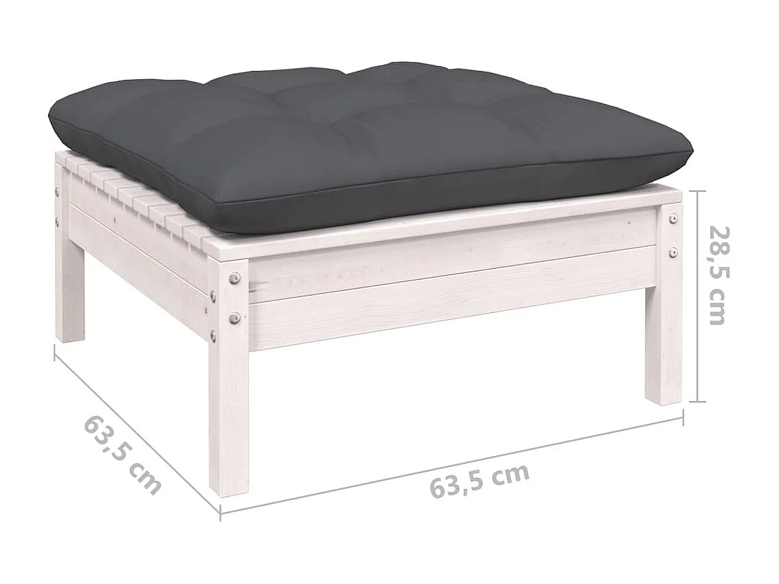 10 pcs conjunto lounge de jardim c/ almofadões pinho branco