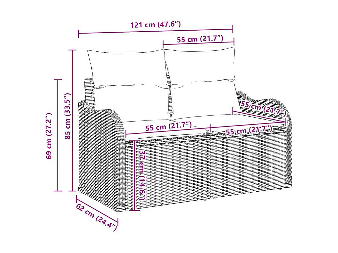 Garden Furniture - Gartensofa-set 10 pcs Schwarz Poly-Rattan