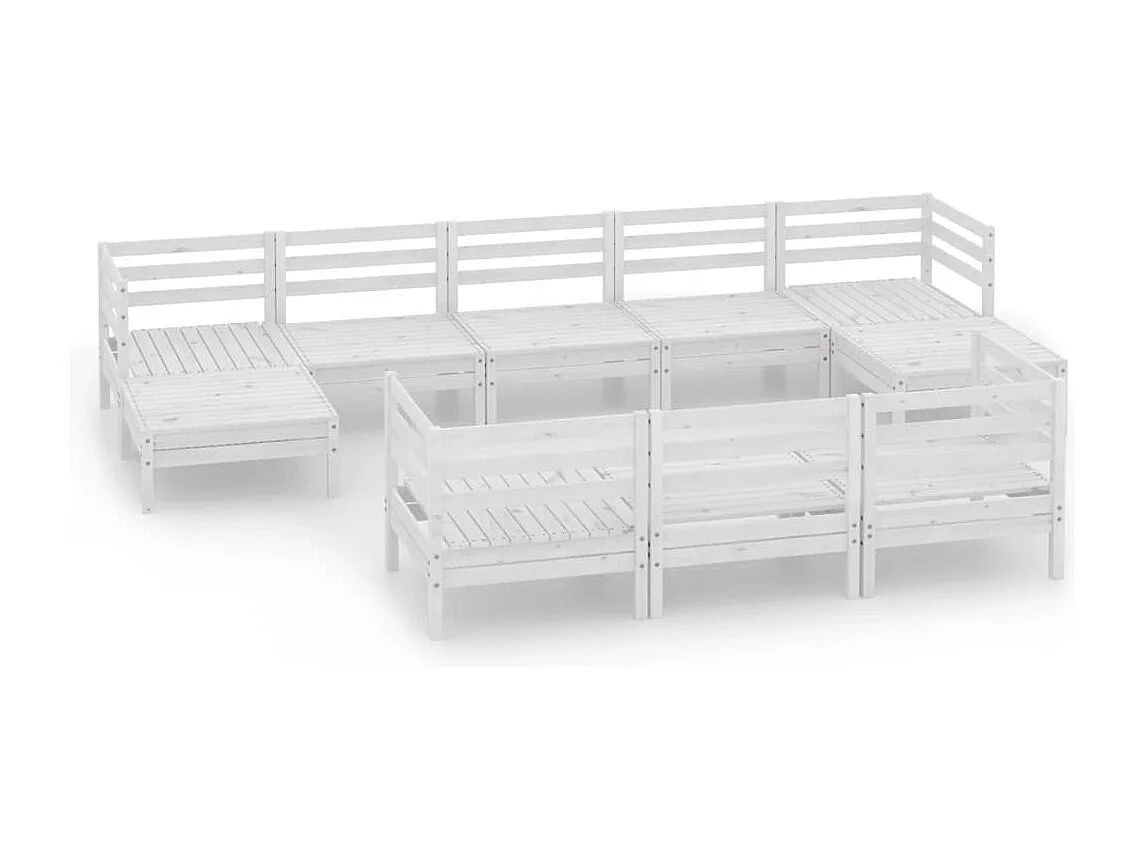 10 pcs conjunto lounge de jardim pinho maciço branco