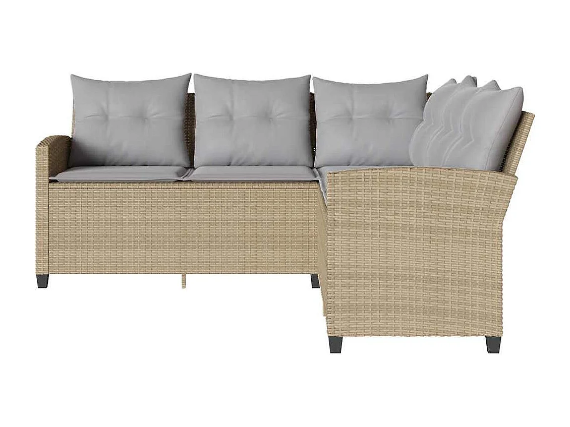 Garden Furniture - L-förmiges Couchsofa mit Kissen Beige Polyrattan