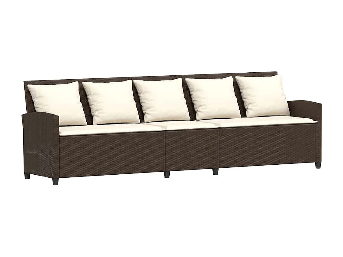 Garden Furniture - Tuinbank met kussens poly rattan bruin