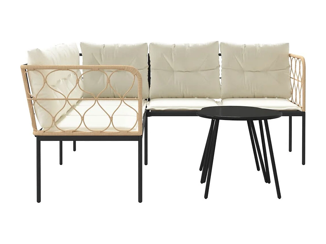 Conjunto de sofás de jardim c/ almofadões aço/textilene preto