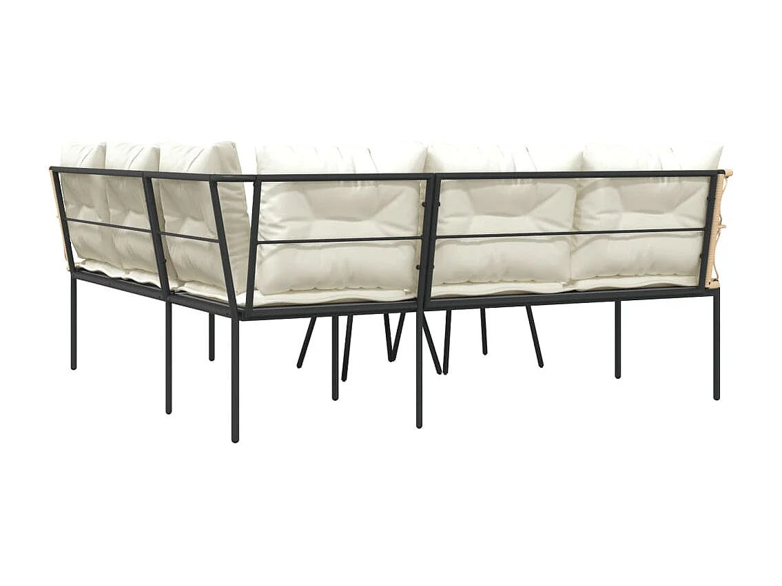 Conjunto de sofás de jardim c/ almofadões aço/textilene preto