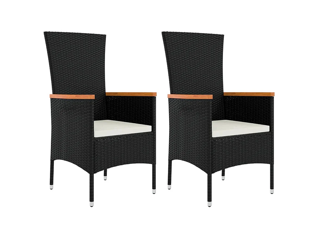 Garden Furniture - 3-tlg. Garten-Lounge-Set Schwarz Poly Rattan & Stahl