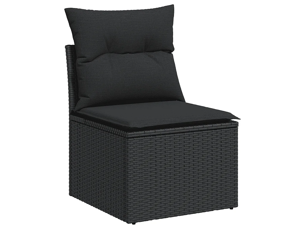 Garden Furniture - 10-tlg. Garten-Sofagarnitur mit Kissen Schwarz Poly Rattan