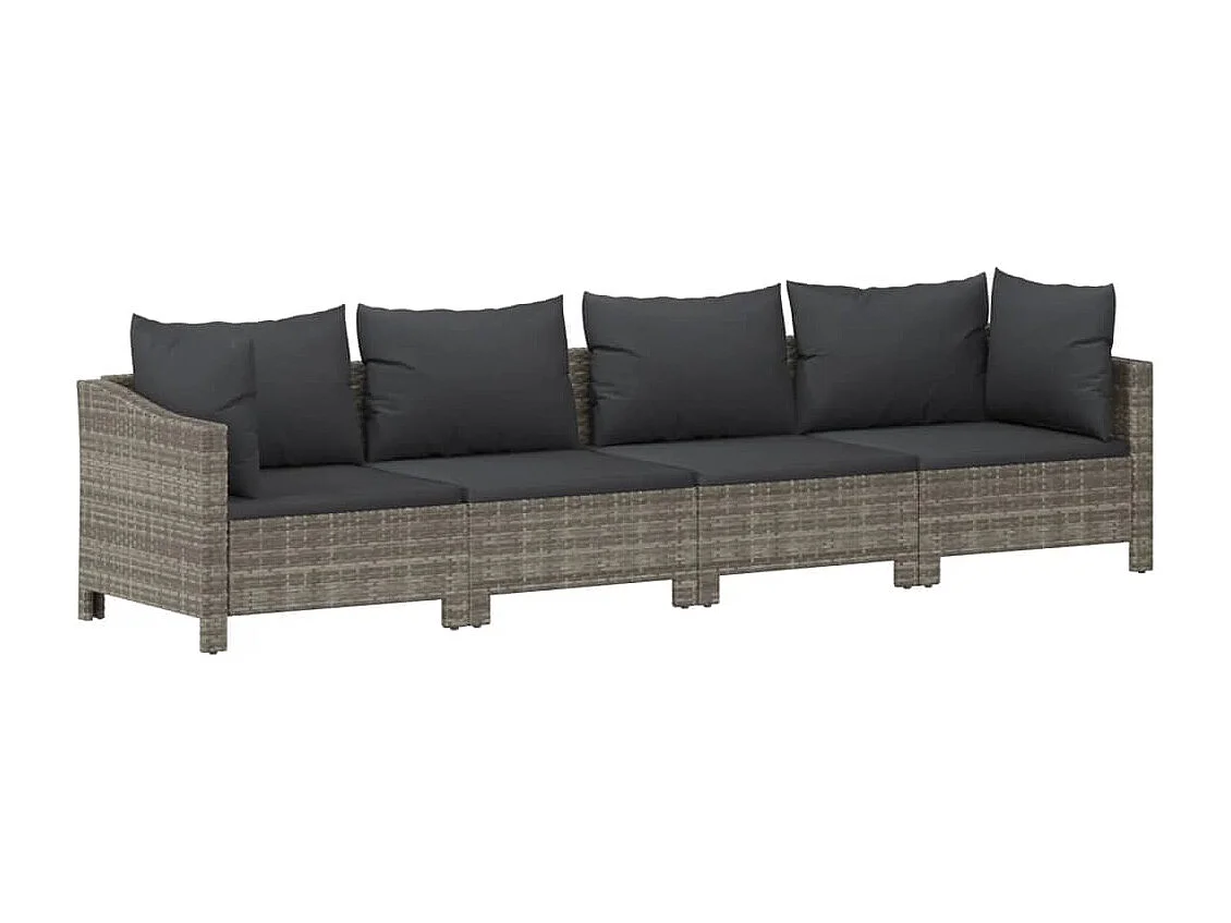 Garden Furniture - 10-tlg. Garten-Lounge-Set mit Kissen Grau Poly Rattan