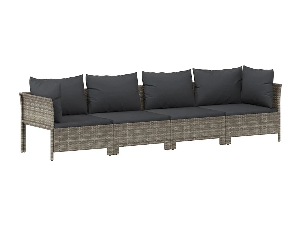 Garden Furniture - 10-tlg. Garten-Lounge-Set mit Kissen Grau Poly Rattan