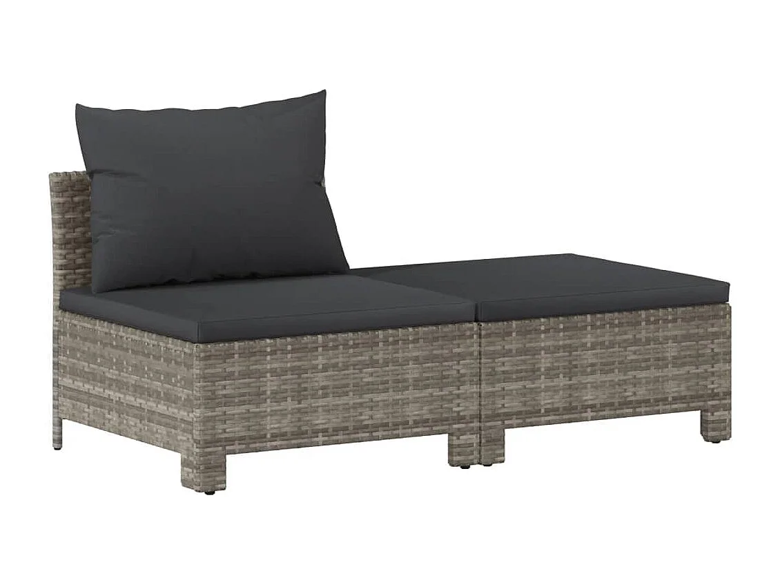 Garden Furniture - 10-tlg. Garten-Lounge-Set mit Kissen Grau Poly Rattan