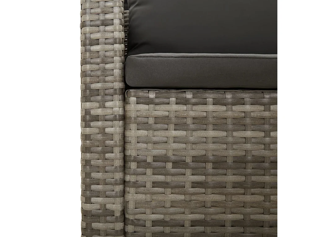 Garden Furniture - 10-tlg. Garten-Lounge-Set mit Kissen Grau Poly Rattan