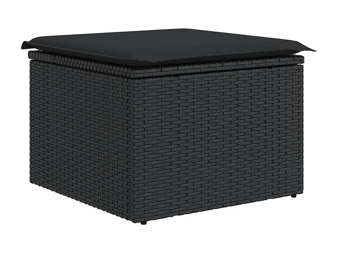 10 pcs conjunto sofás de jardim c/ almofadões vime PE preto