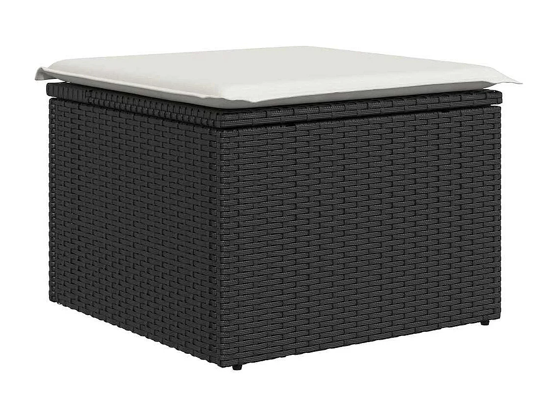 10 pcs conjunto sofás de jardim c/ almofadões vime PE preto