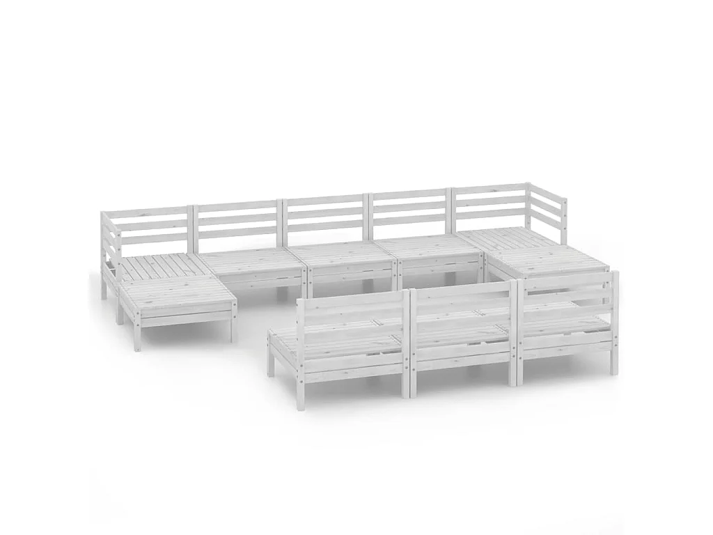 10 pcs conjunto lounge de jardim pinho maciço branco
