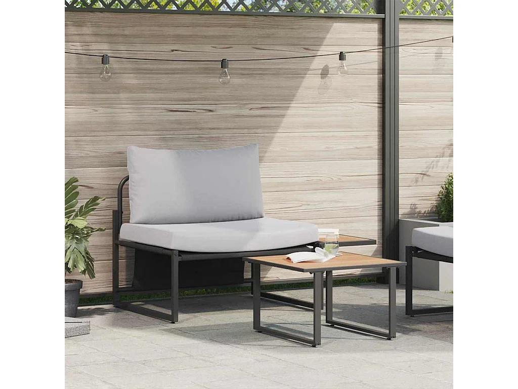 Garden Furniture - Gartensofa-set 2 pcs Hellgrau Stahl