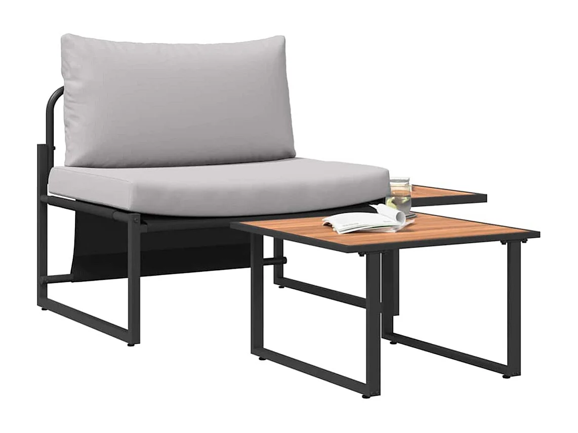 Garden Furniture - Gartensofa-set 2 pcs Hellgrau Stahl