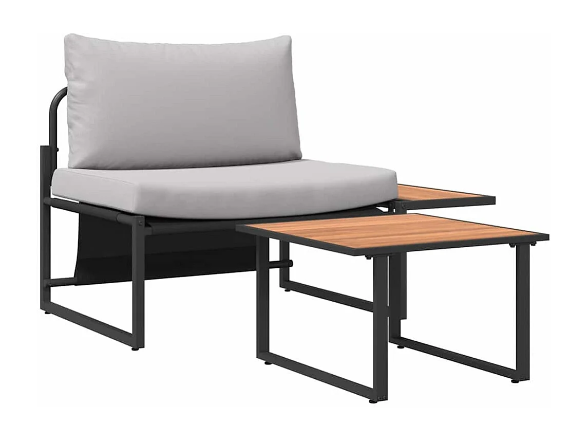 Garden Furniture - Gartensofa-set 2 pcs Hellgrau Stahl
