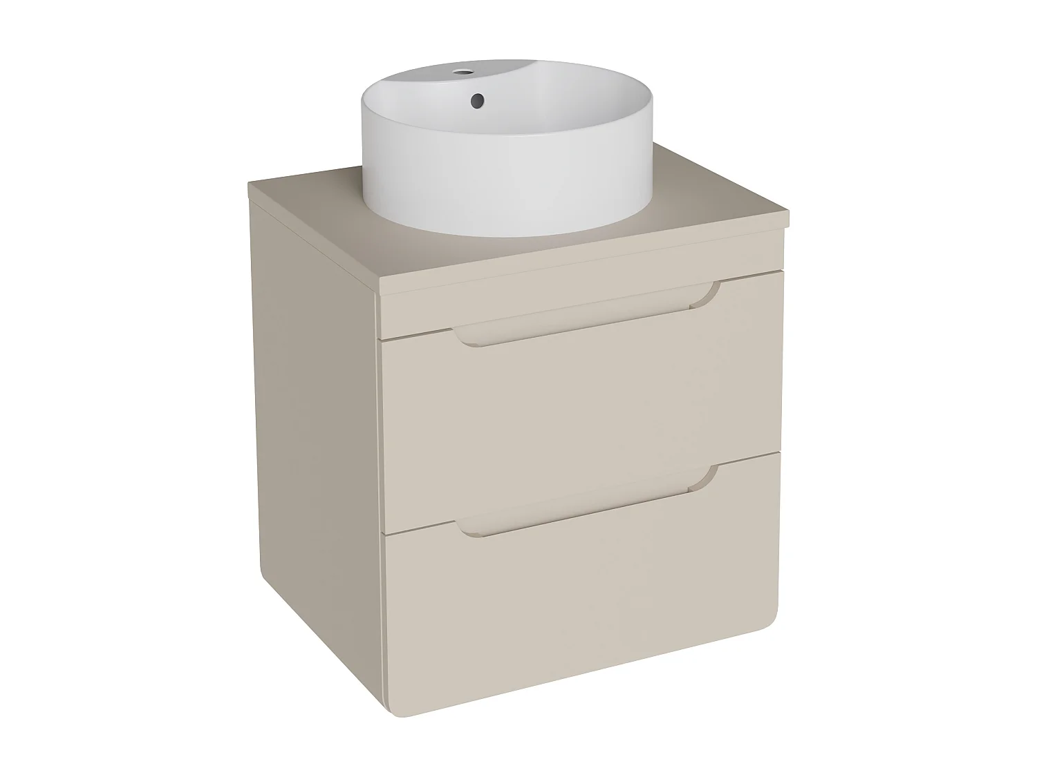 Meuble de salle de bain suspendu avec vasque à poser ronde - Beige - 60 cm - ARUBA