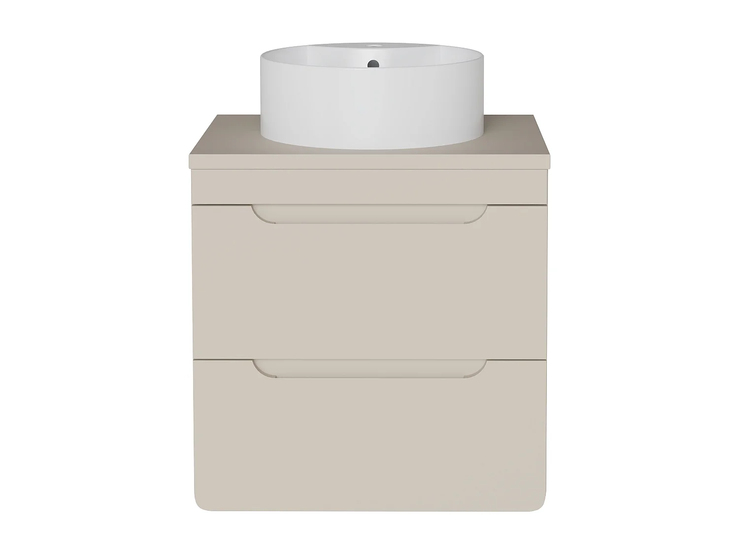 Meuble de salle de bain suspendu avec vasque à poser ronde - Beige - 60 cm - ARUBA