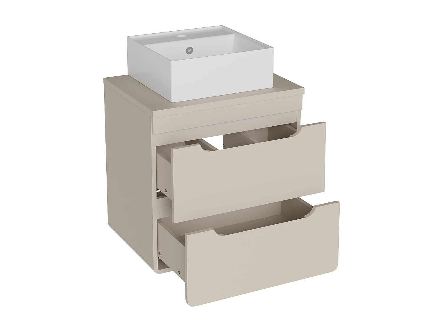 Meuble de salle de bain suspendu avec vasque à poser carrée - Beige - 60 cm - ARUBA