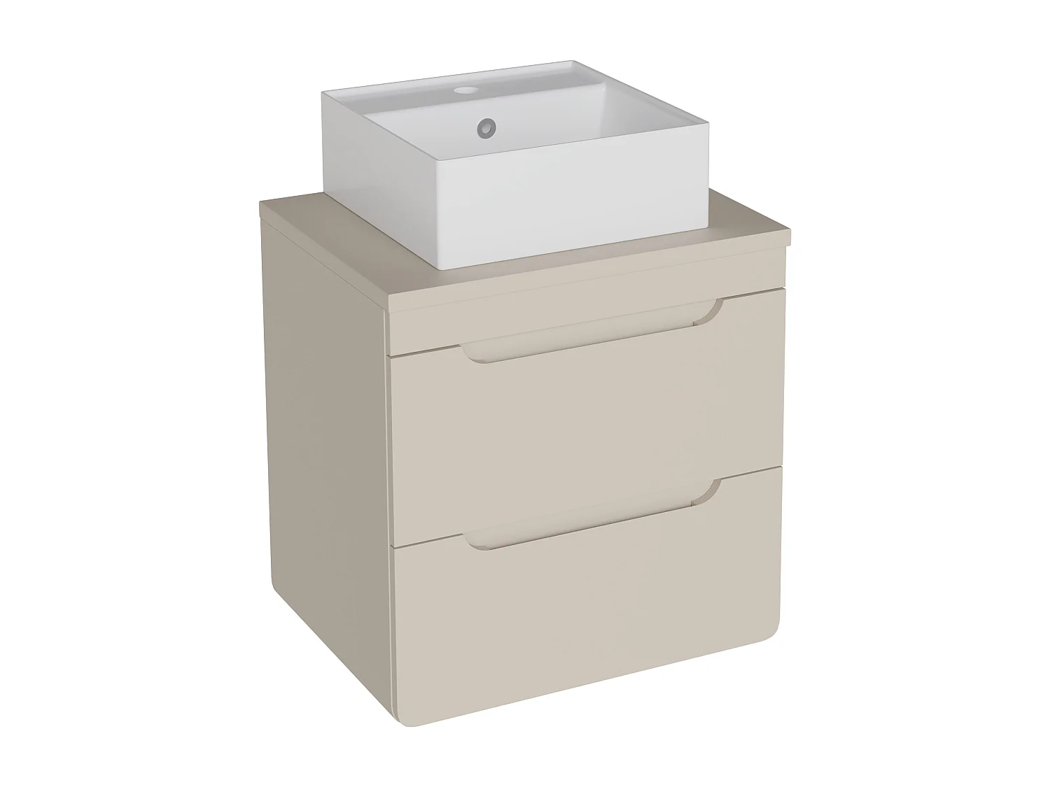 Meuble de salle de bain suspendu avec vasque à poser carrée - Beige - 60 cm - ARUBA