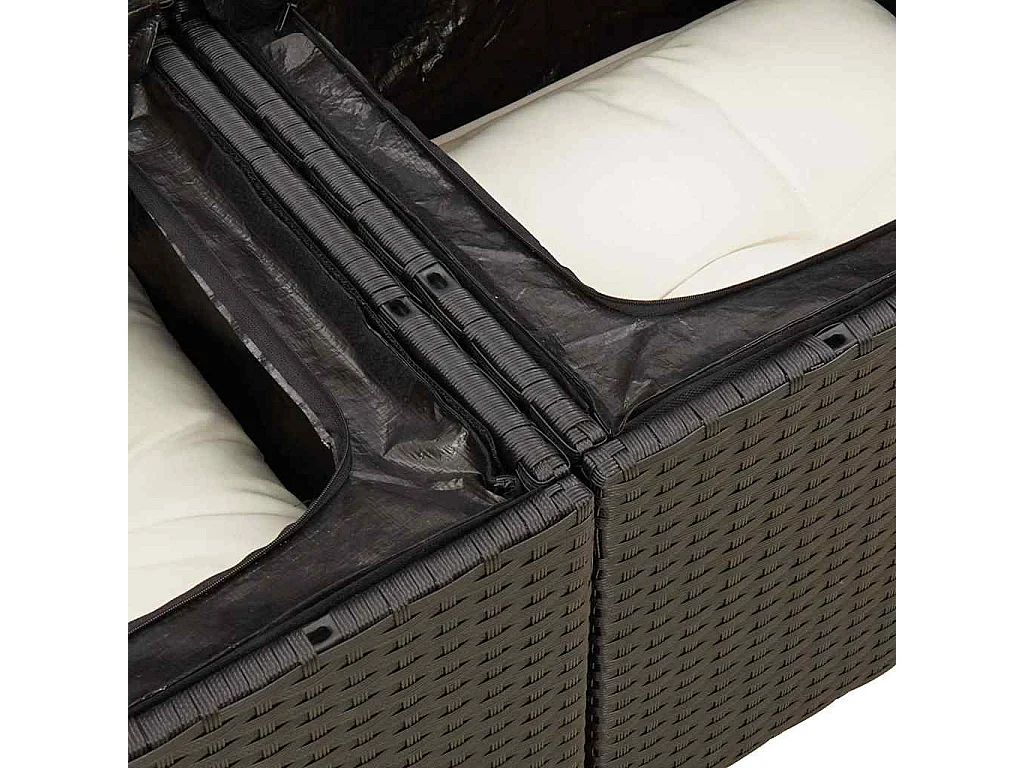 Garden Furniture - 10-tlg. Garten-Sofagarnitur mit Kissen Schwarz Poly Rattan