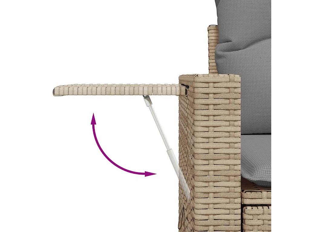 Garden Furniture - 11-tlg. Garten-Sofagarnitur mit Kissen Beige Poly Rattan