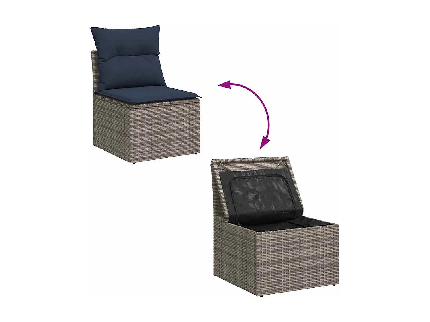 Garden Furniture - 11-tlg. Garten-Sofagarnitur mit Kissen Grau Poly Rattan