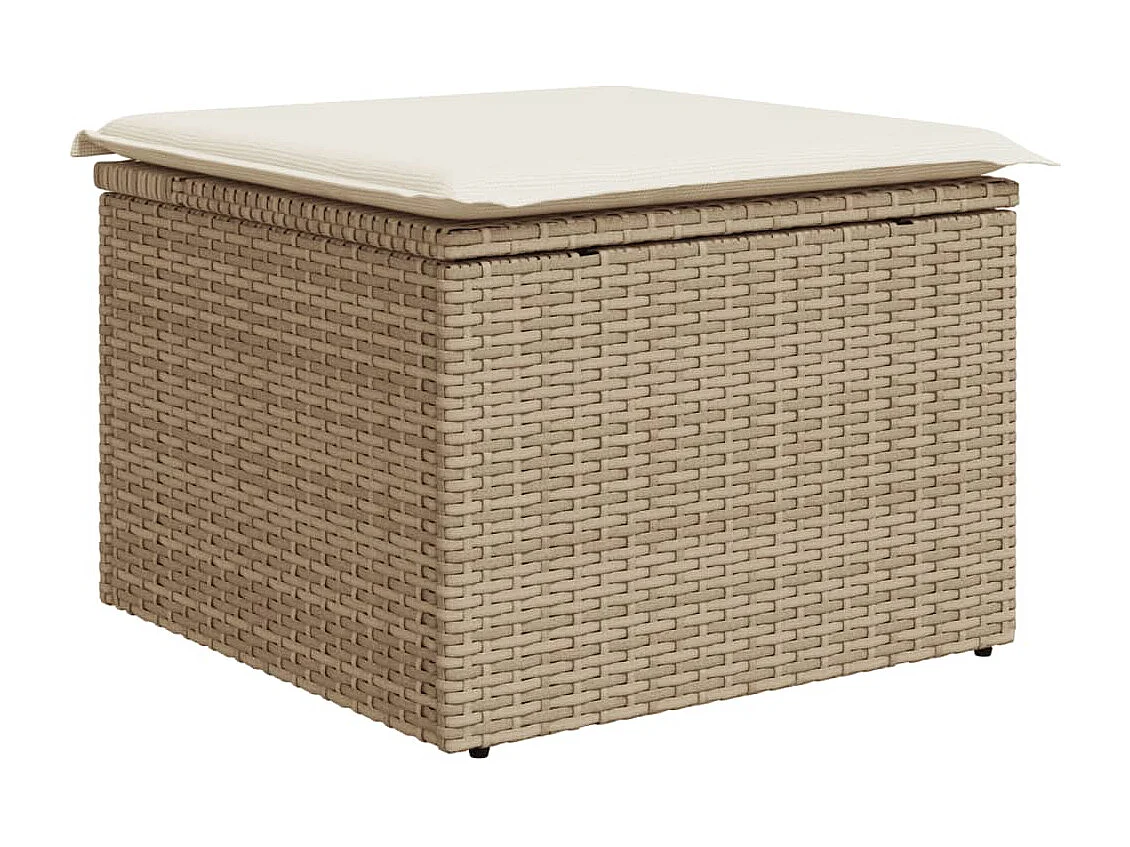 11 pcs conjunto sofás de jardim c/ almofadões vime PE bege