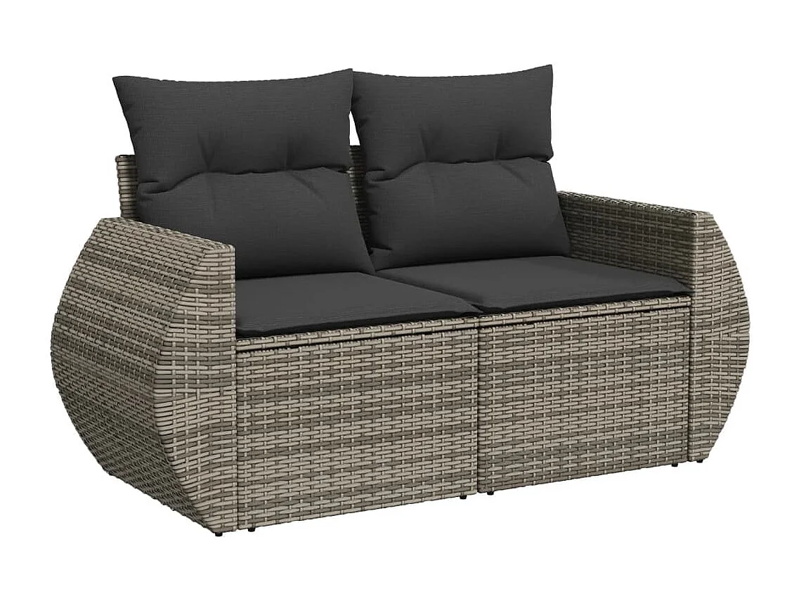 Garden Furniture - 11-tlg. Garten-Sofagarnitur mit Kissen Grau Poly Rattan