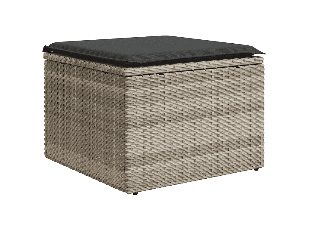 Garden Furniture - 11-tlg. Garten-Sofagarnitur mit Kissen Hellgrau Poly Rattan