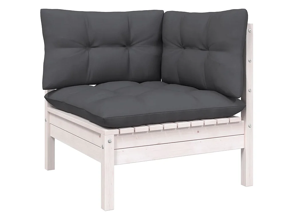 11 pcs conjunto lounge de jardim c/ almofadões pinho branco
