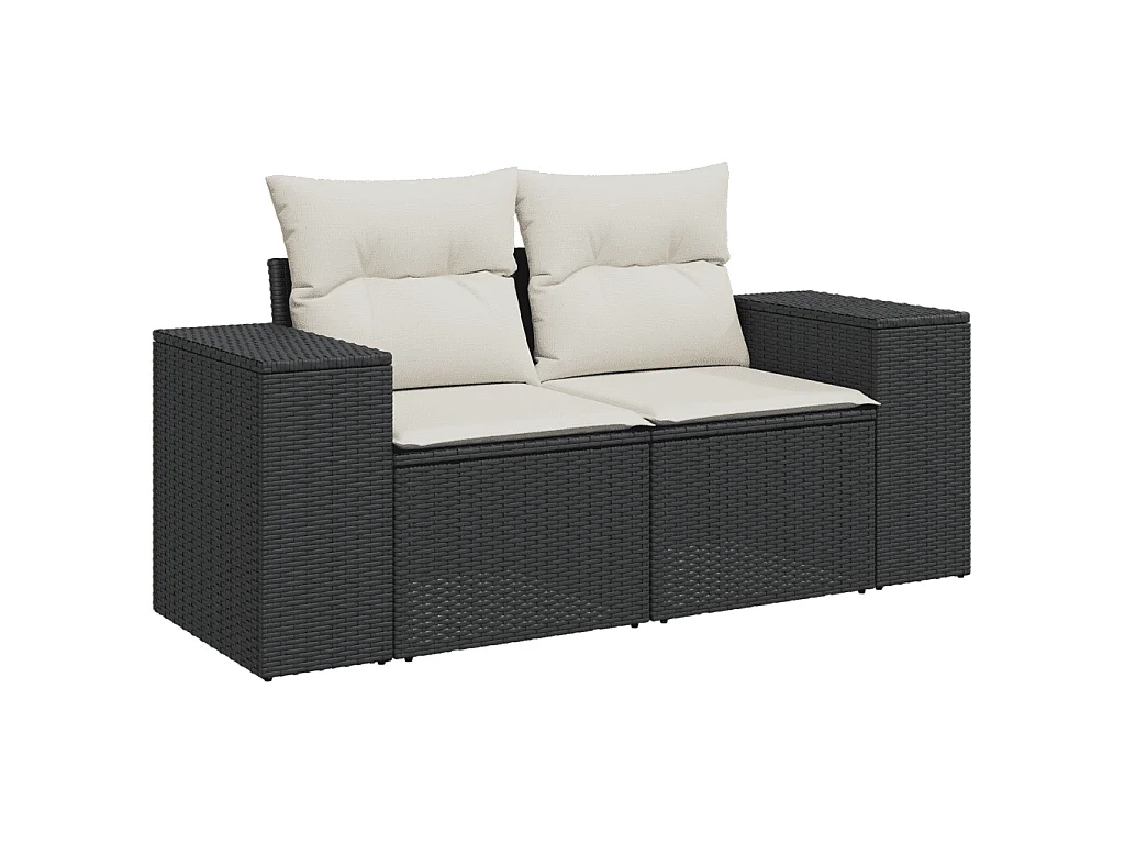 Garden Furniture - 10-tlg. Garten-Sofagarnitur mit Kissen Schwarz Poly Rattan