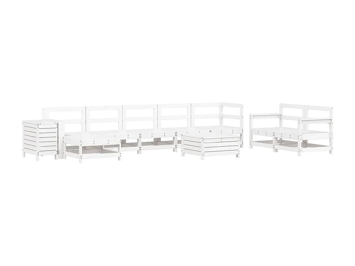 10 pcs conjunto sofás de jardim madeira de pinho maciço branco