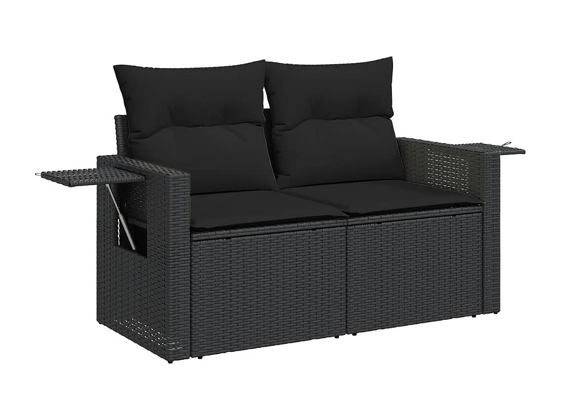 Garden Furniture - Set Divani da Giardino 10pz con Cuscini in Polyrattan Nero