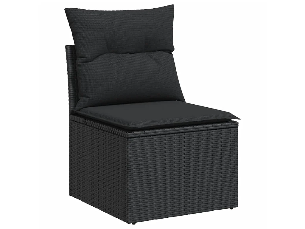 Garden Furniture - Set Divani da Giardino 10pz con Cuscini in Polyrattan Nero