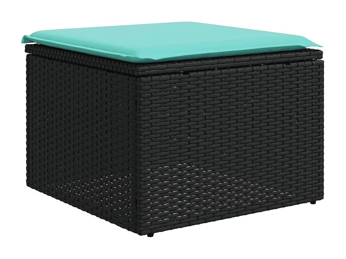 Garden Furniture - 10-tlg. Garten-Sofagarnitur mit Kissen Schwarz Poly Rattan