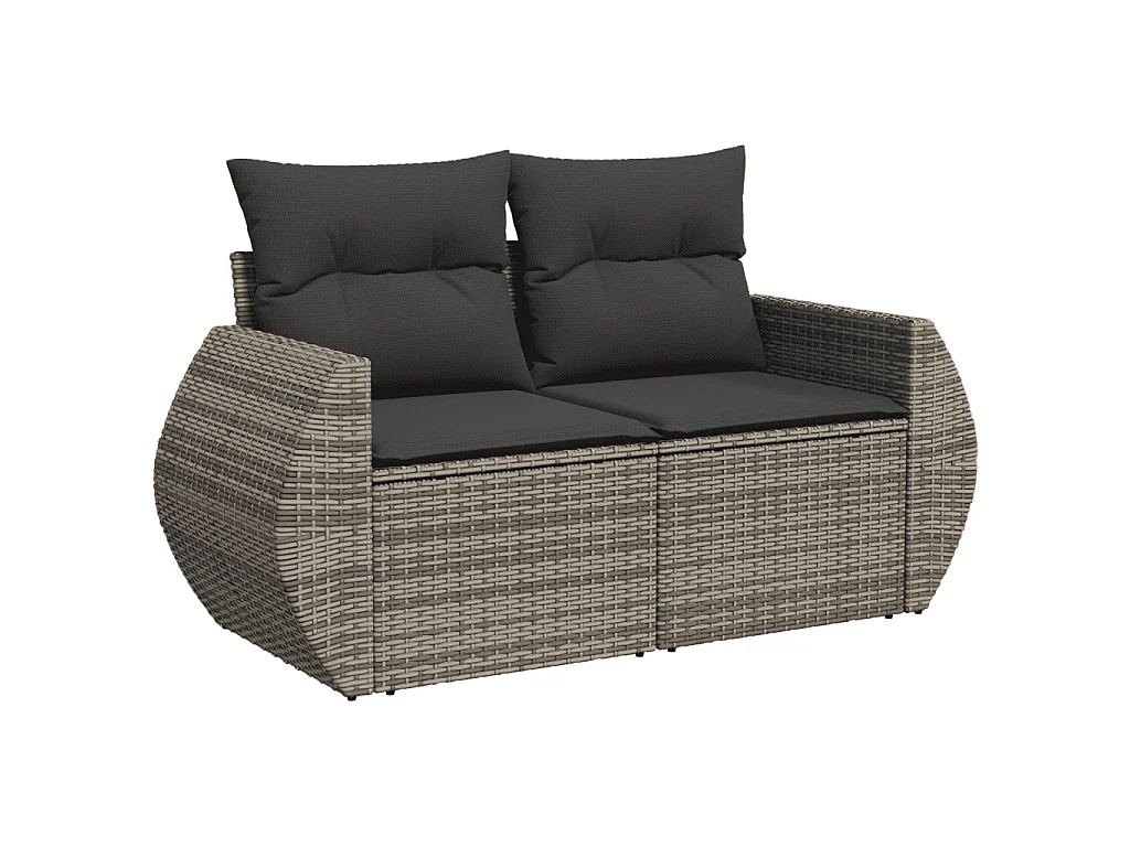 Garden Furniture - 11-tlg. Garten-Sofagarnitur mit Kissen Grau Poly Rattan
