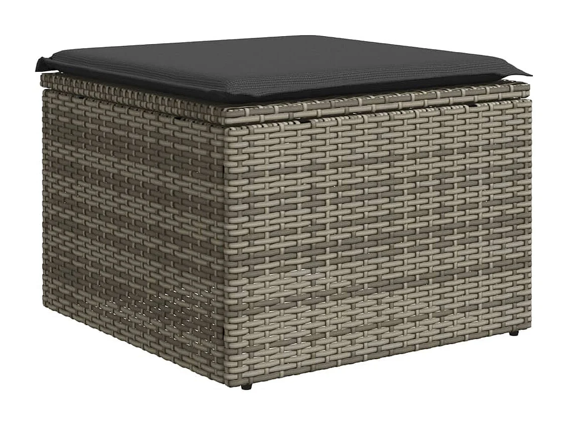 Garden Furniture - 11-tlg. Garten-Sofagarnitur mit Kissen Grau Poly Rattan