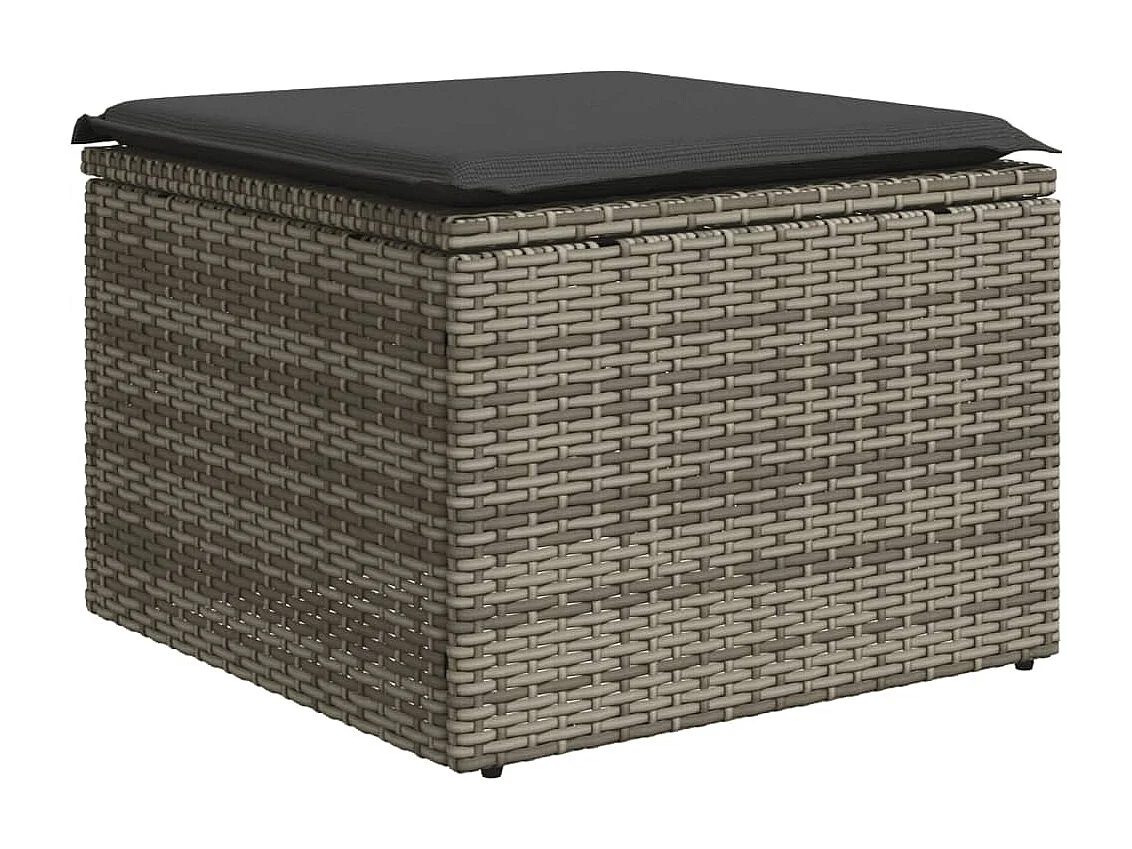 Garden Furniture - 11-tlg. Garten-Sofagarnitur mit Kissen Grau Poly Rattan