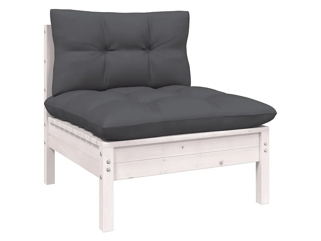 11 pcs conj. lounge de jardim c/ almofadões pinho maciço branco