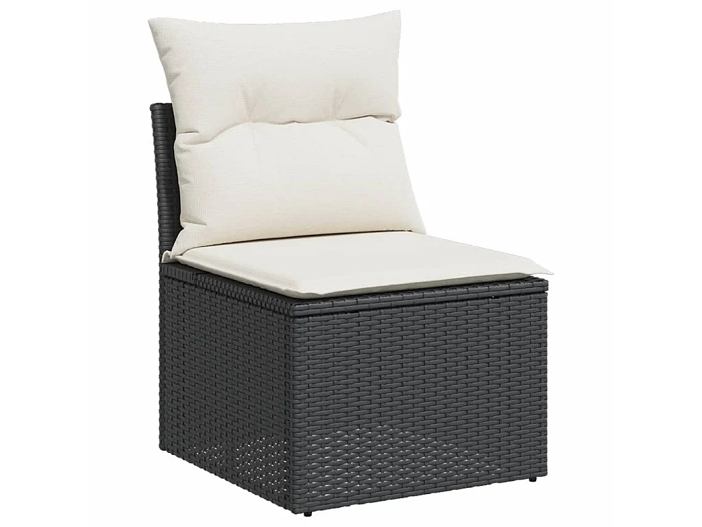 Garden Furniture - Set Divani da Giardino 10pz con Cuscini in Polyrattan Nero