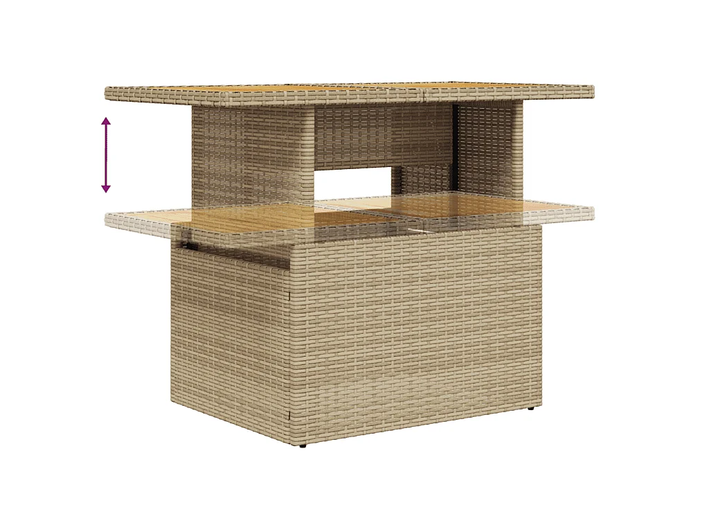 Garden Furniture - 11-tlg. Garten-Sofagarnitur mit Kissen Beige Poly Rattan