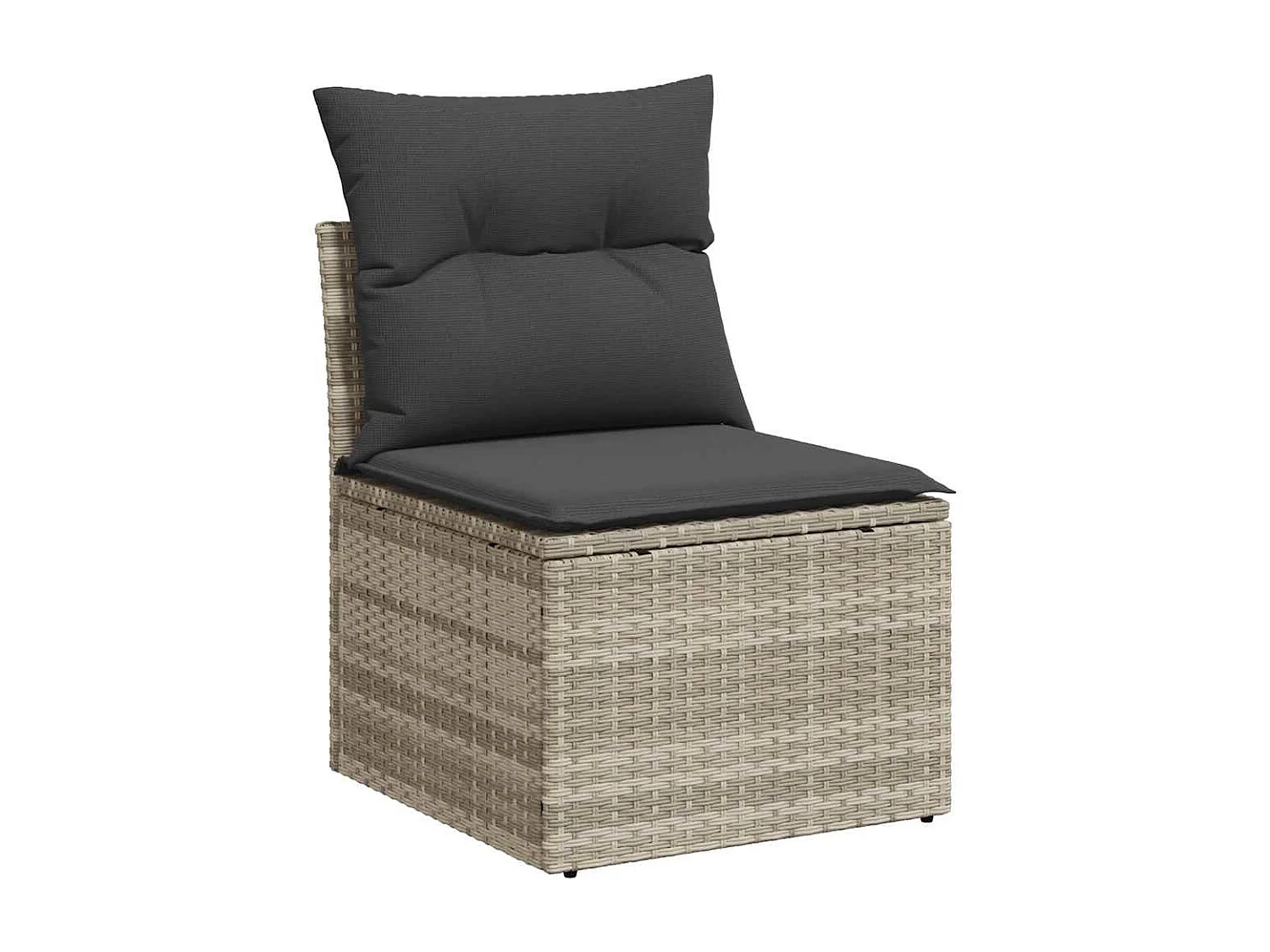 Garden Furniture - 11-tlg. Garten-Sofagarnitur mit Kissen Hellgrau Poly Rattan