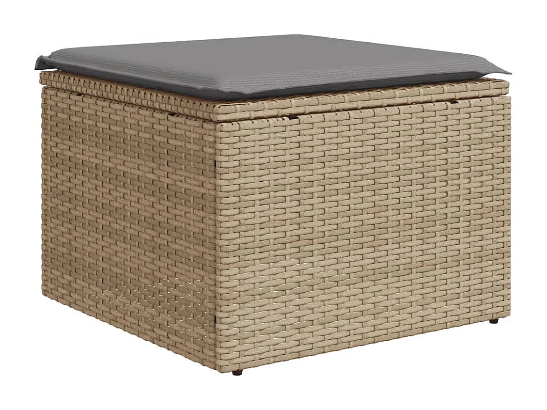 11 pcs conjunto sofás de jardim c/ almofadões vime PE bege