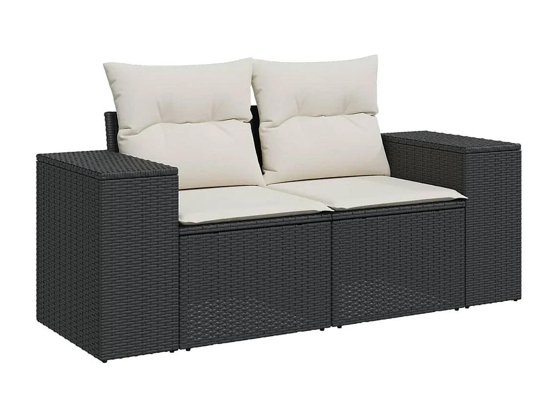 Garden Furniture - Salon de jardin 10 pcs avec coussins noir résine tressée